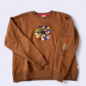 Vans X Hanna Scott BFF Crewneck Sweatshirt- Brown and Embroidered Design - Small